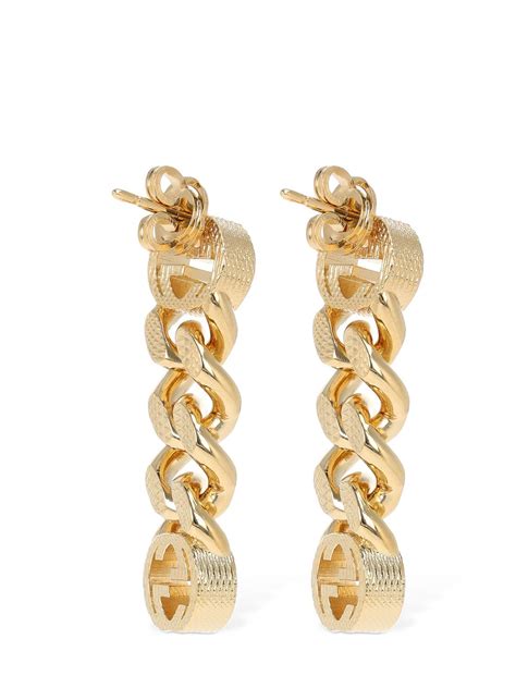 gucci gold earrings sale|gucci interlocking earrings.